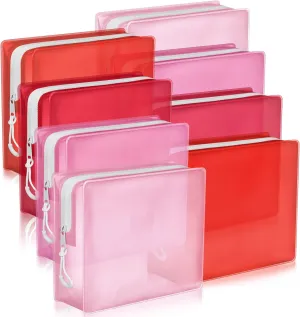 8 Pack TSA Approved Travel Toiletry Bags Frosted Translucent Leak-proof Cosmetic Makeup Bags for Women Men Travel Organizer Airport Security (Red)