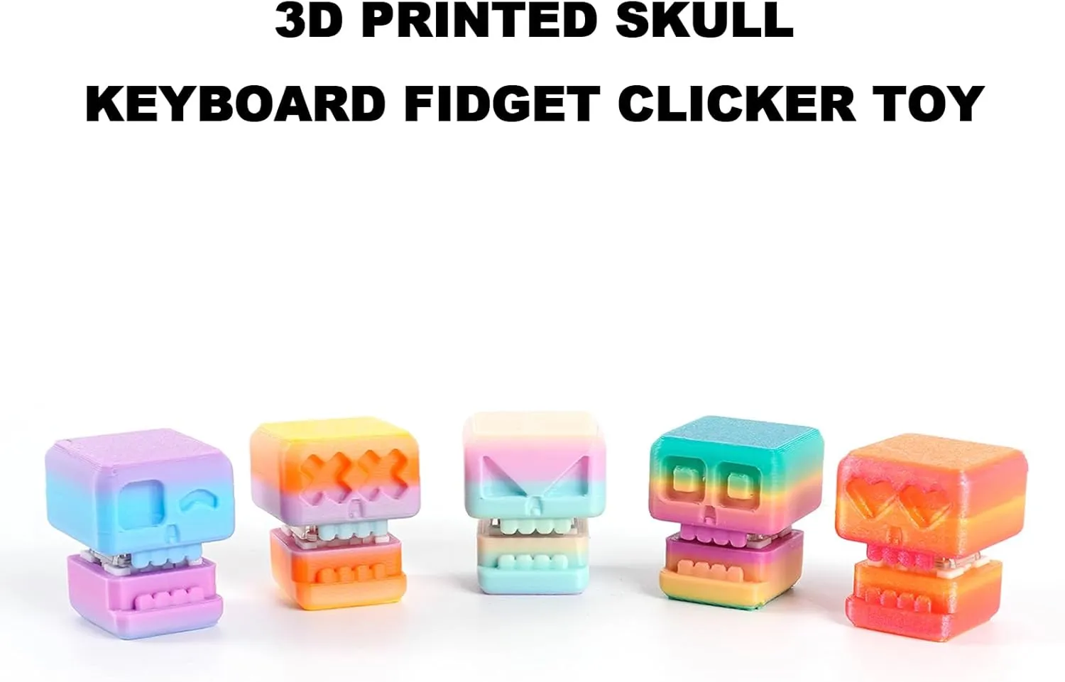 9PCS Skull Keyboard Fidget Toys, 3D Printed Cute Skull Fidget Clicker Toys Stress Relief Toy Keyboard Fidget Button for Keep Focus & Anxiety Relief (Deep Sea Fantasy)