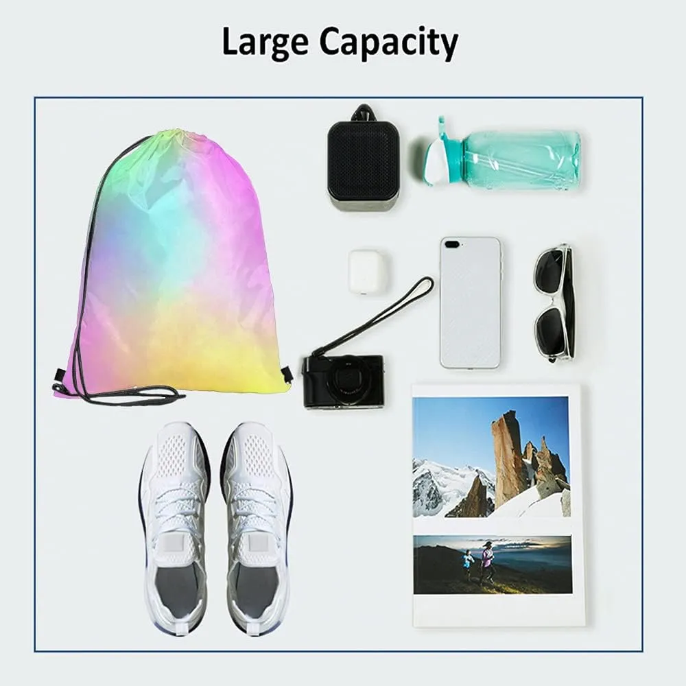 Abstract Rainbow Drawstring Bags Backpack Bag Dye Gradient Art Color Green Blue Colorful Pattern Design Sport Gym Sack Drawstring Bag String Bag Yoga Bag for Men Women