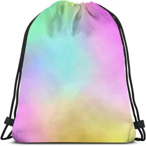 Abstract Rainbow Drawstring Bags Backpack Bag Dye Gradient Art Color Green Blue Colorful Pattern Design Sport Gym Sack Drawstring Bag String Bag Yoga Bag for Men Women