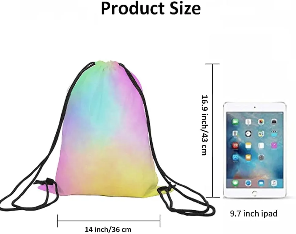 Abstract Rainbow Drawstring Bags Backpack Bag Dye Gradient Art Color Green Blue Colorful Pattern Design Sport Gym Sack Drawstring Bag String Bag Yoga Bag for Men Women
