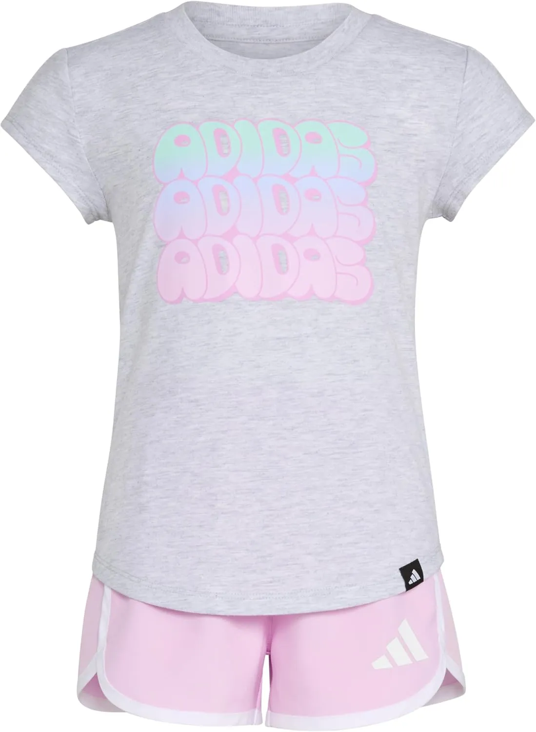 adidas baby-girls Cap Sleeve Heather Tee Shirt and Woven Short Set