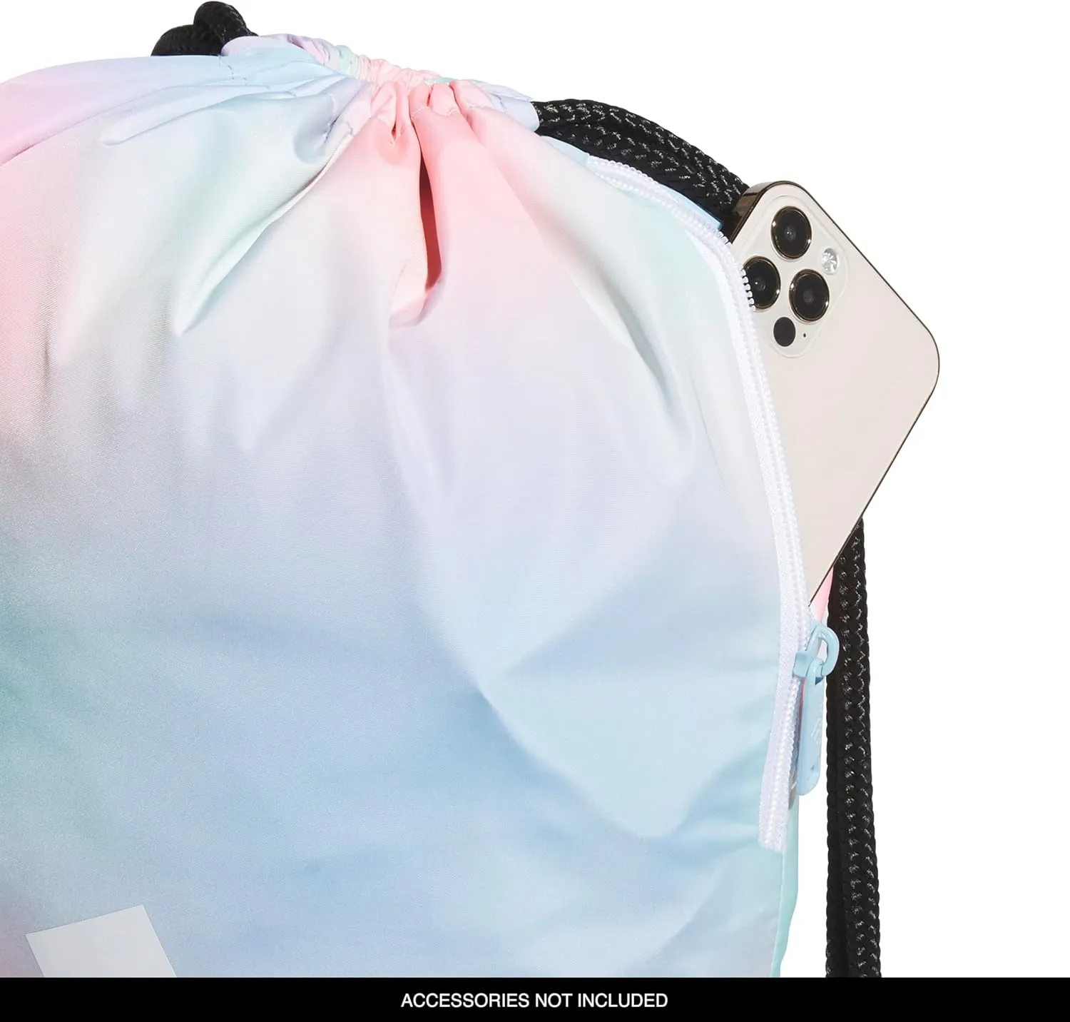 adidas Ready Sackpack, Drawstring Backpack for Women and Men, Lightweight Small Gym Bag, Dazed Gradient Clear Sky/White, One Size