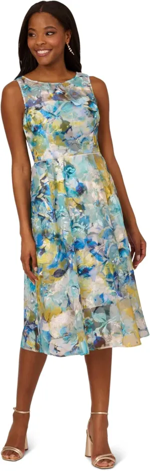 Adrianna Papell Women's Floral Printed Veiled Dress