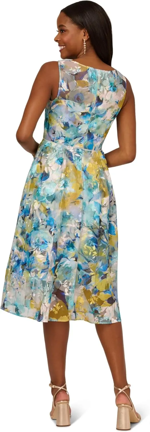 Adrianna Papell Women's Floral Printed Veiled Dress