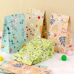 AerWo 48PCS Floral Gift Bags, Cute Flower Pattern Goodie Bags for Kids Birthdays, Party Favor Bags Bulk with Thank-You Stickers for Bridal Shower, Birthday, Wedding Favor Bags, Medium Size