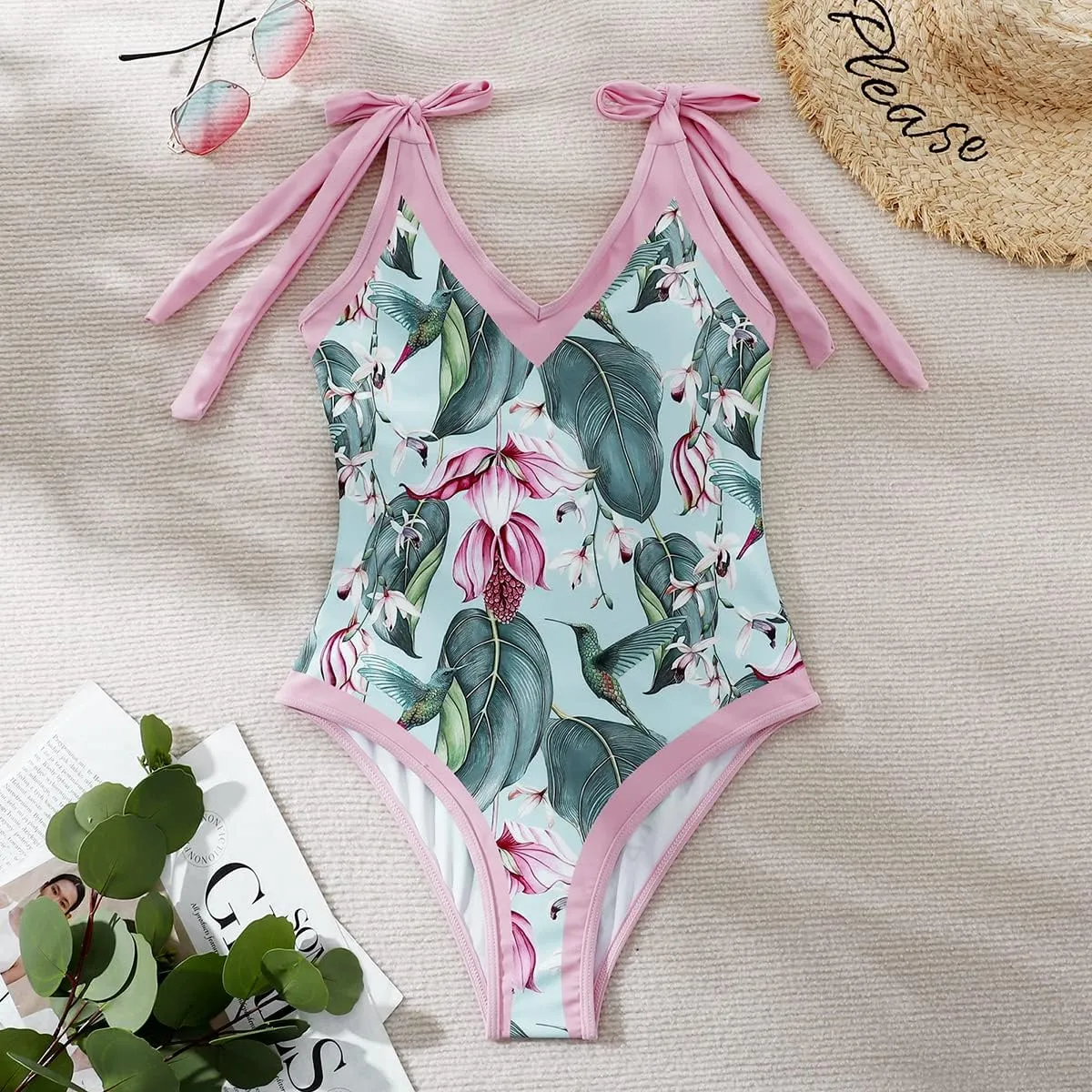 AFAVOM Women's One Piece Swimsuit with Cover up Beach Skirt Sarong Two Piece Floral Printed Monokini Swimsuit Bathing Suit