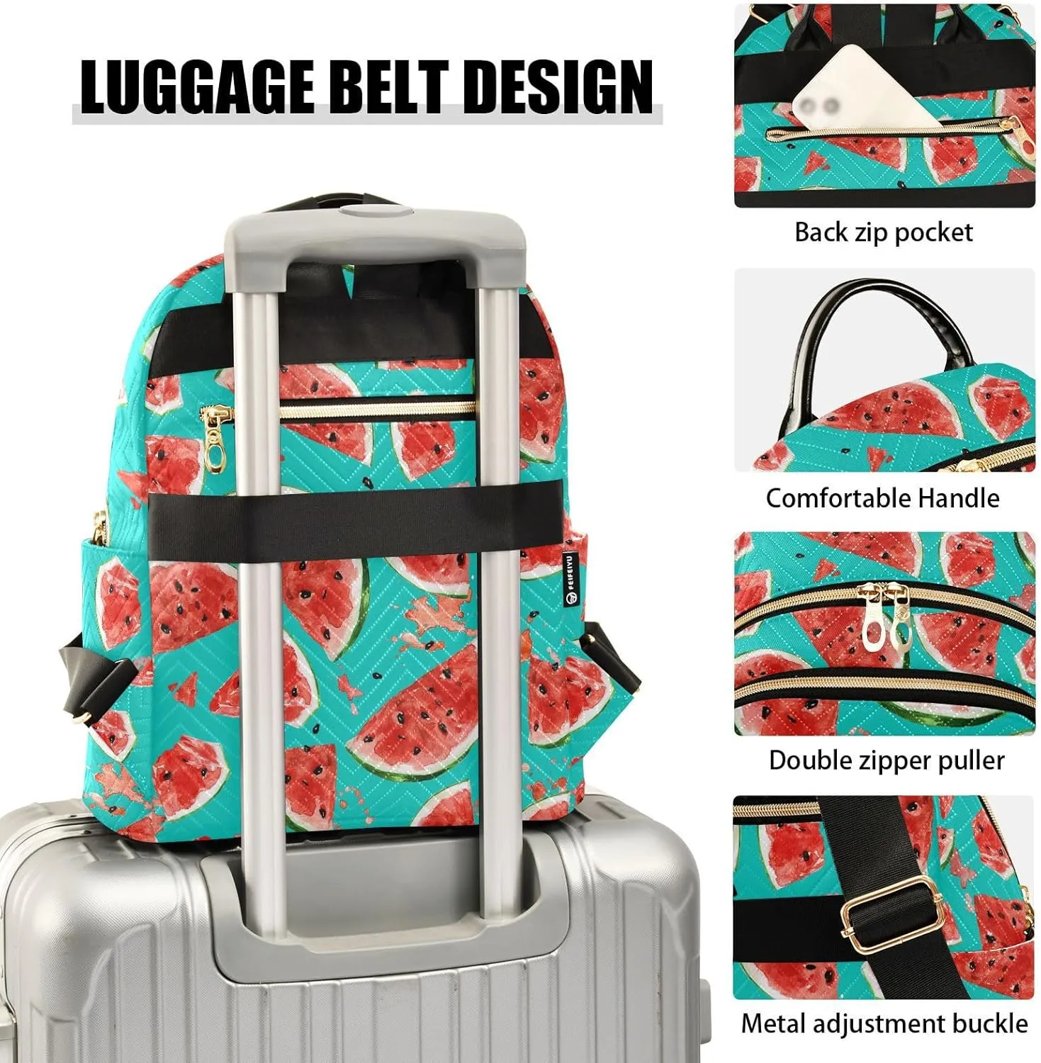 ALAZA Juicy Watermelon Watercolor Casual Fashion Polyester Travel Rucksack Shoulder Bag