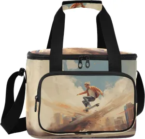 ALAZA Large Lunch Bag Insulated Cooler Bag Soft Lunch Box Skateboarding 1 Waterproof Leakproof Beach Travel Picnic Portable