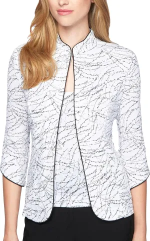 Alex Evenings Women's 3/4 Sleeve Printed Twinset with Scoop Neckline Cami and Hook Neck Closure Jacket (Plus Size)