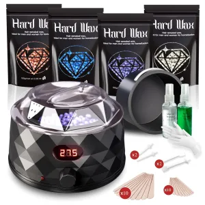 All-in-one Waxing Kit for Women and Men, Wax Warmer Hair Removal at Home with Beads & Silicone Pot, Wax Pots Professional for All Hair Types & Sensitive Skin