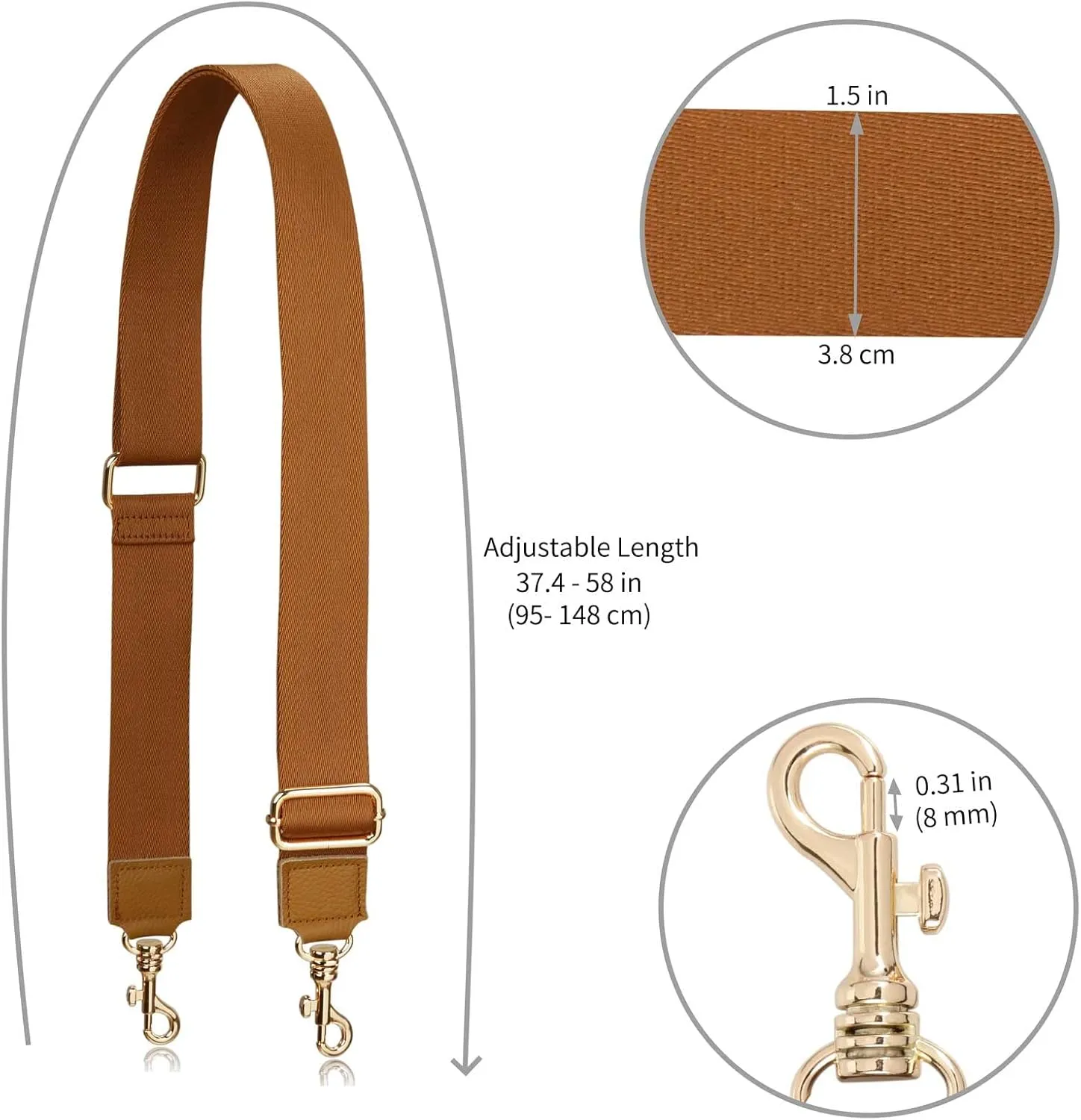 Allzedream Thick Purse Strap Wide Adjustable Replacement Crossbody Bag Handbag Leather Ends