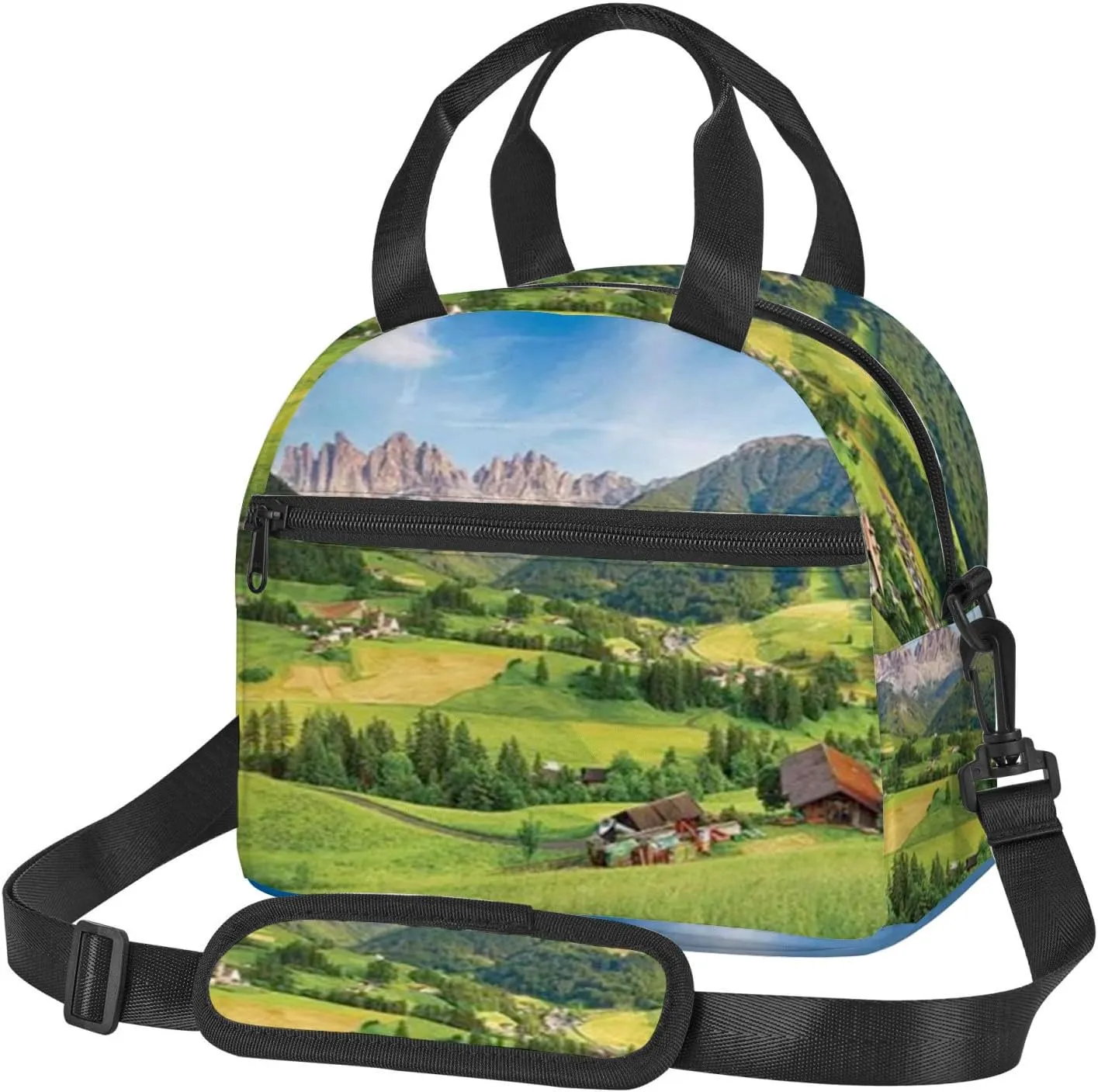 Alps,Insulated Lunch Bag for Women/Men,Dolomites Alps,Reusable Lunch Box for Office Picnic Hiking Beach - Leakproof Cooler Tote Bag Organizer with Adjustable Shoulder Strap for Adult,Green