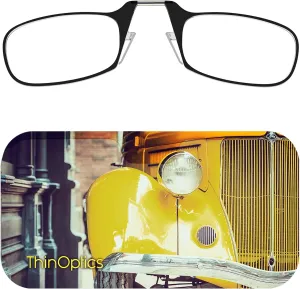 Always With You ThinOptics Readers - Armless On-Nose Reading Glasses - Slim Printed Case Attaches to Phone or Fits in Wallet