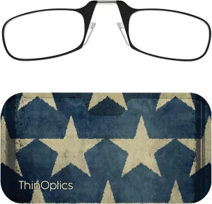 Always With You ThinOptics Readers - Armless On-Nose Reading Glasses - Slim Printed Case Attaches to Phone or Fits in Wallet