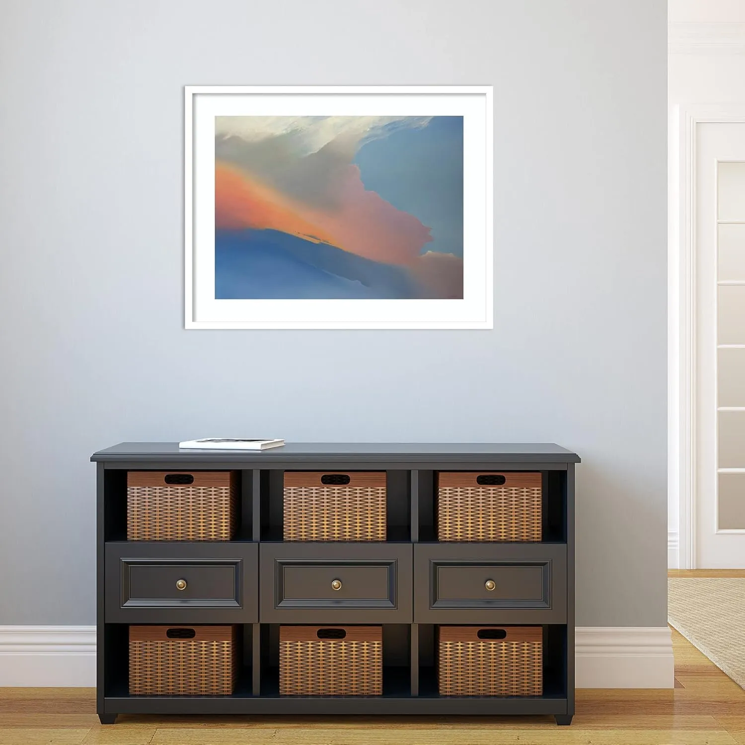 Amanti Art Framed Wall Art Print 26x33 Gulfstream Clouds by Cap Pannell, Abstract Wall Art, Modern Contemporary Decor, Large Poster Painting Artwork for Living Room, Bedroom, Bathroom, Kitchen,