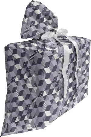 Ambesonne Abstract Fabric Gift Bag, Optical Illusion Squares Rhythmic Motifs Illustration, Present Sack for Parties Birthdays with 3 Ribbons, 27, Purpleblue Eggplant