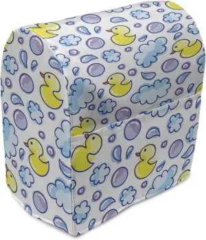 Ambesonne Cartoon Stand Mixer Cover, Watercolor Bubbles Water Droplets and a Funny Duck Repetitive Pattern, Kitchen Appliance Organizer Bag Cover with a Pocket, 6-8 Quarts, Yellow Lilac and Blue