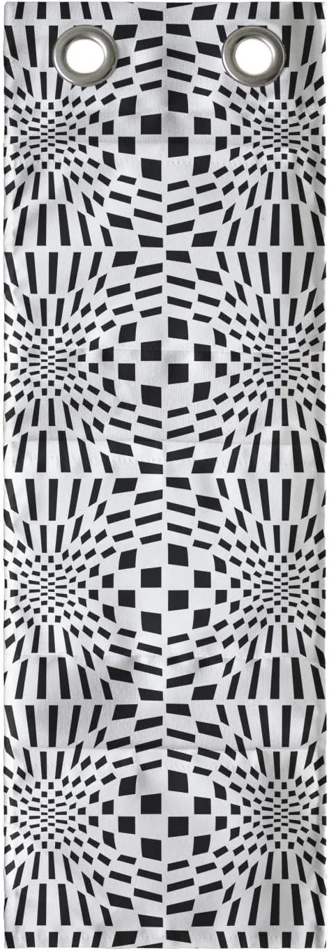 Ambesonne Crazy Art Hanging Pocket Organizer, Composition of Quirky Squares Going Inwards Optical Illusion, Printed Polyester Storage Bag with Pockets, 9" x 27", Charcoal Grey and White