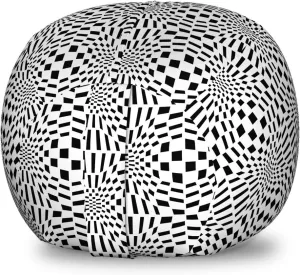 Ambesonne Crazy Art Storage Toy Bag Chair, Composition of Quirky Squares Going Inwards Optical Illusion, Stuffed Animal Organizer Washable Bag, Small Size, Charcoal Grey and White
