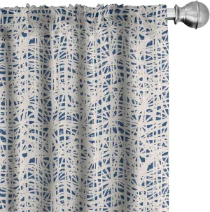 Ambesonne Ethnic Window Curtains, Watercolor Style Hand Drawn Grid Pattern Hippie Folk Batik Design, Lightweight Decor 2-Panel Set with Rod Pocket, Pair of - 28" x 84", Azure Blue