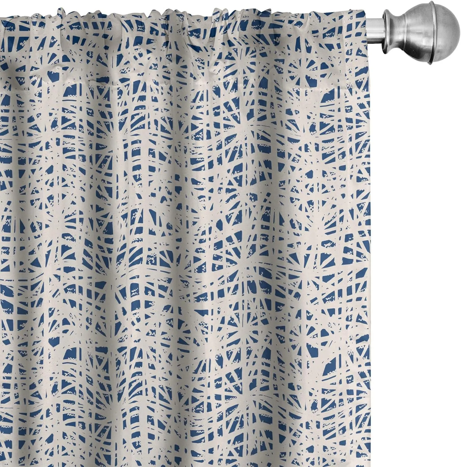 Ambesonne Ethnic Window Curtains, Watercolor Style Hand Drawn Grid Pattern Hippie Folk Batik Design, Lightweight Decor 2-Panel Set with Rod Pocket, Pair of - 28" x 84", Azure Blue