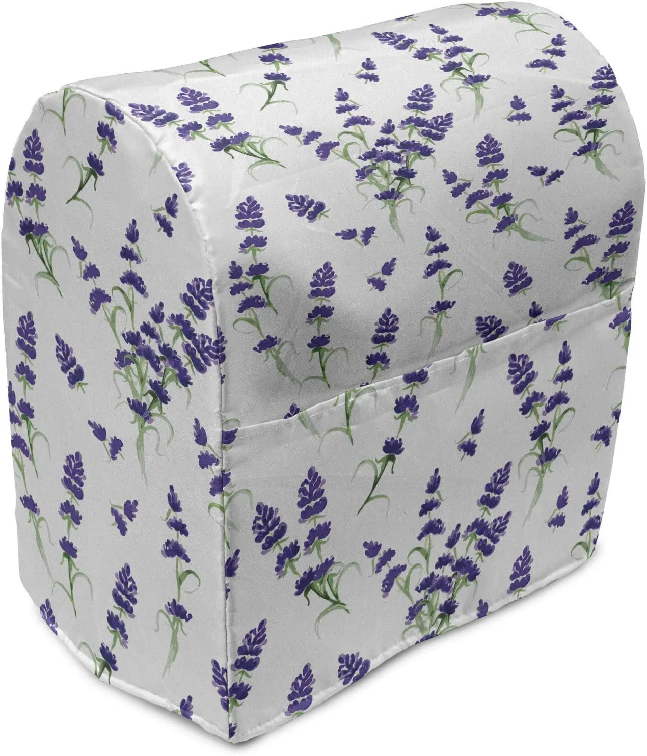 Ambesonne Flower Stand Mixer Cover, Watercolor Lavender Flowering Fragrant Pale Plant Essential Oil Extract Temperate, Kitchen Appliance Organizer Bag Cover with a Pocket, 6-8 Quarts, Violet Green