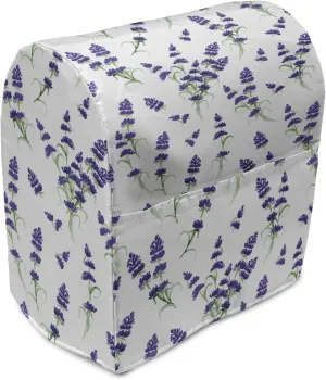 Ambesonne Flower Stand Mixer Cover, Watercolor Lavender Flowering Fragrant Pale Plant Essential Oil Extract Temperate, Kitchen Appliance Organizer Bag Cover with a Pocket, 6-8 Quarts, Violet Green