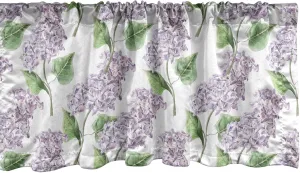 Ambesonne Lilac Window Valance, Watercolor Hand Drawn Style Aromatic Herbal Growth Countryside Cottage Theme Art, Curtain Valance for Kitchen Bedroom Decor with Rod Pocket, 54" X 12", Lilac and Green