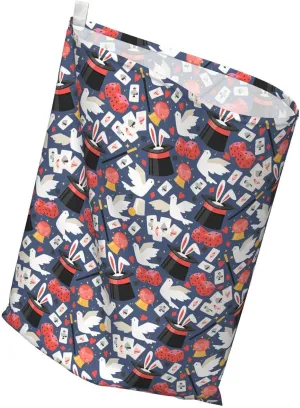 Ambesonne Magician Fabric Gift Bag, Illusion Show Cartoon Pattern, Present Sack for Parties Birthdays with 3 Ribbons, 27, Dark Lavender Multicolor