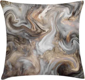 Ambesonne Marble Print Throw Pillow Cushion Cover, Retro Style Paintbrush Colors in Marbling Texture Watercolor Art, Decorative Square Accent Pillow Case, 20" X 20", Sand Brown and Pale Grey