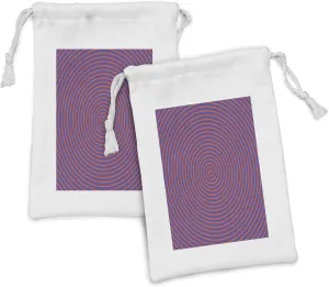Ambesonne Psychedelic Fabric Pouch Set of 2, Hypnotic Spiral Pattern Spell Theme Optic Illusion Effect Retro Illustration, Small Drawstring Bag for Toiletries Masks and Favors, 9" x 6", Violet Orange