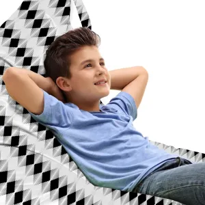 Ambesonne Psychedelic Lounger Chair Bag, Optical Illusion Style Minimal Diamond Shaped Diagonal Stripes Design, High Capacity Storage with Handle Container, Lounger Size, Black and White