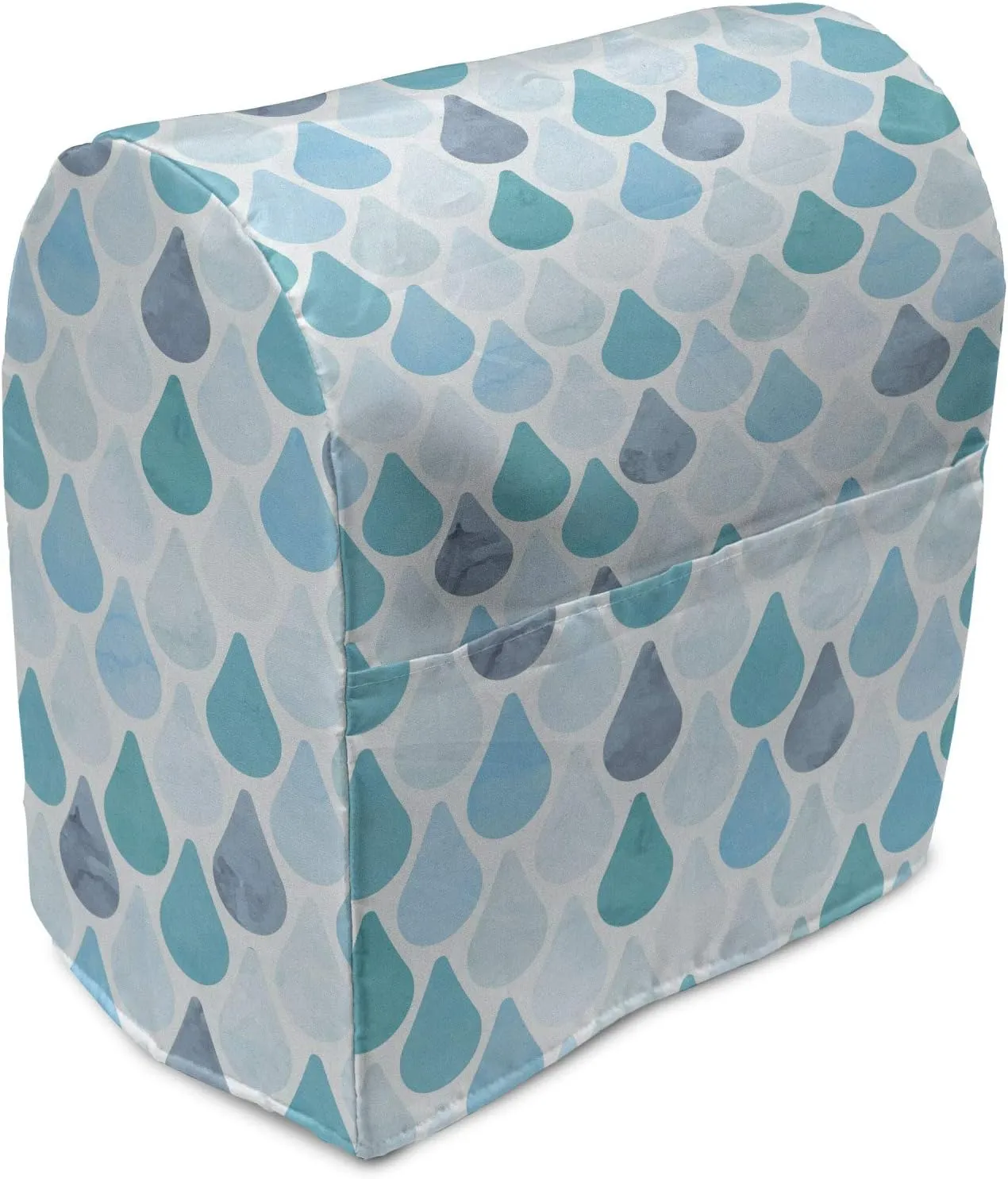 Ambesonne Watercolor Stand Mixer Cover, Droplets Pattern in Monochrome Tears Flowing, Kitchen Appliance Organizer Bag Cover with a Pocket, 6-8 Quarts, Blue Grey Sky Blue