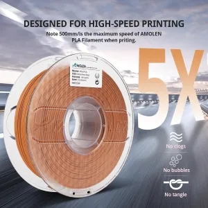 AMOLEN PLA Printing Filament 1.75mm Wood, 3D Printer Wood Filament Add 15% Real Wood Fiber, Matte and Frosted 3D Filament, 1.75 PLA Filament Wood 3D Printing Filament, 1kg