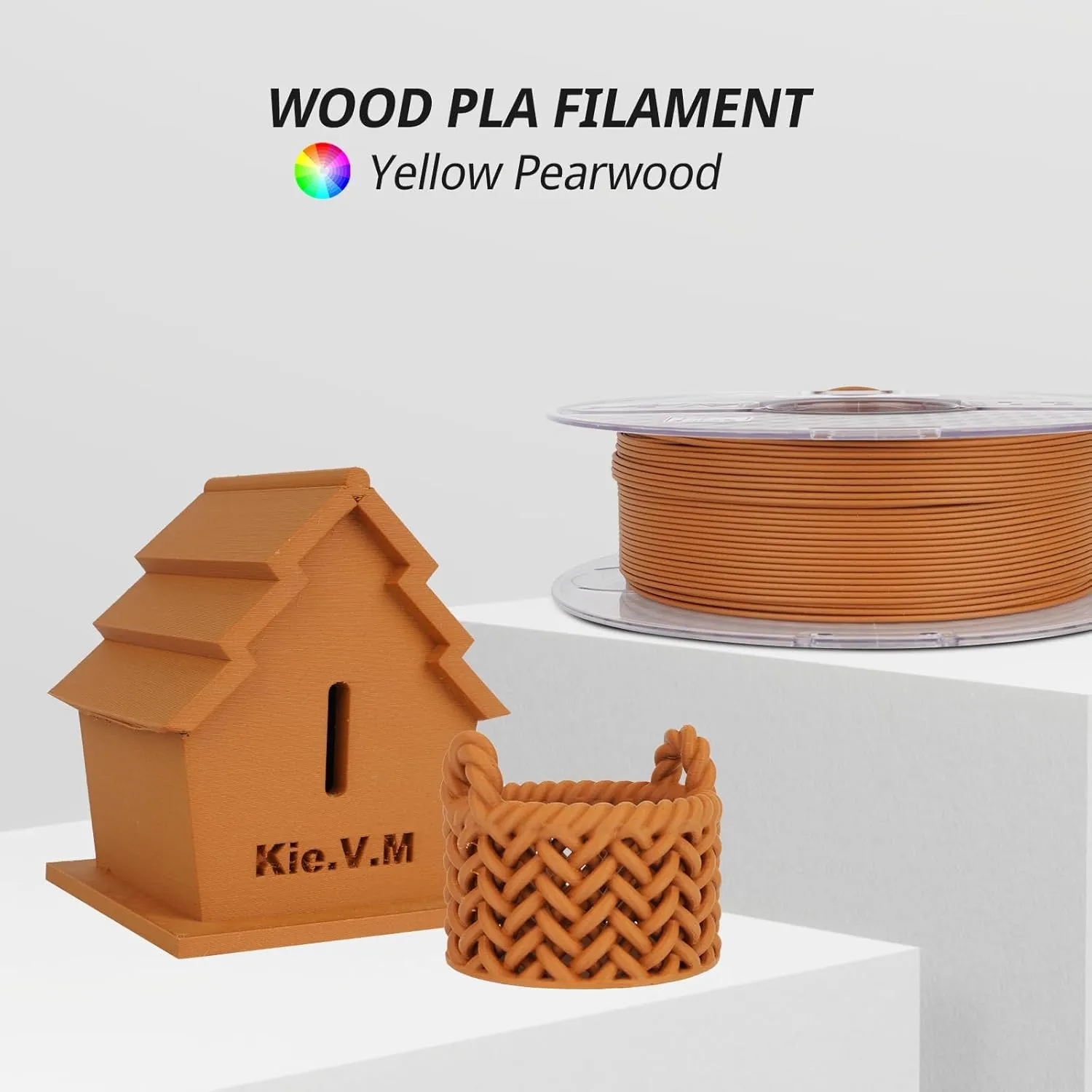 AMOLEN PLA Printing Filament 1.75mm Wood, 3D Printer Wood Filament Add 15% Real Wood Fiber, Matte and Frosted 3D Filament, 1.75 PLA Filament Wood 3D Printing Filament, 1kg
