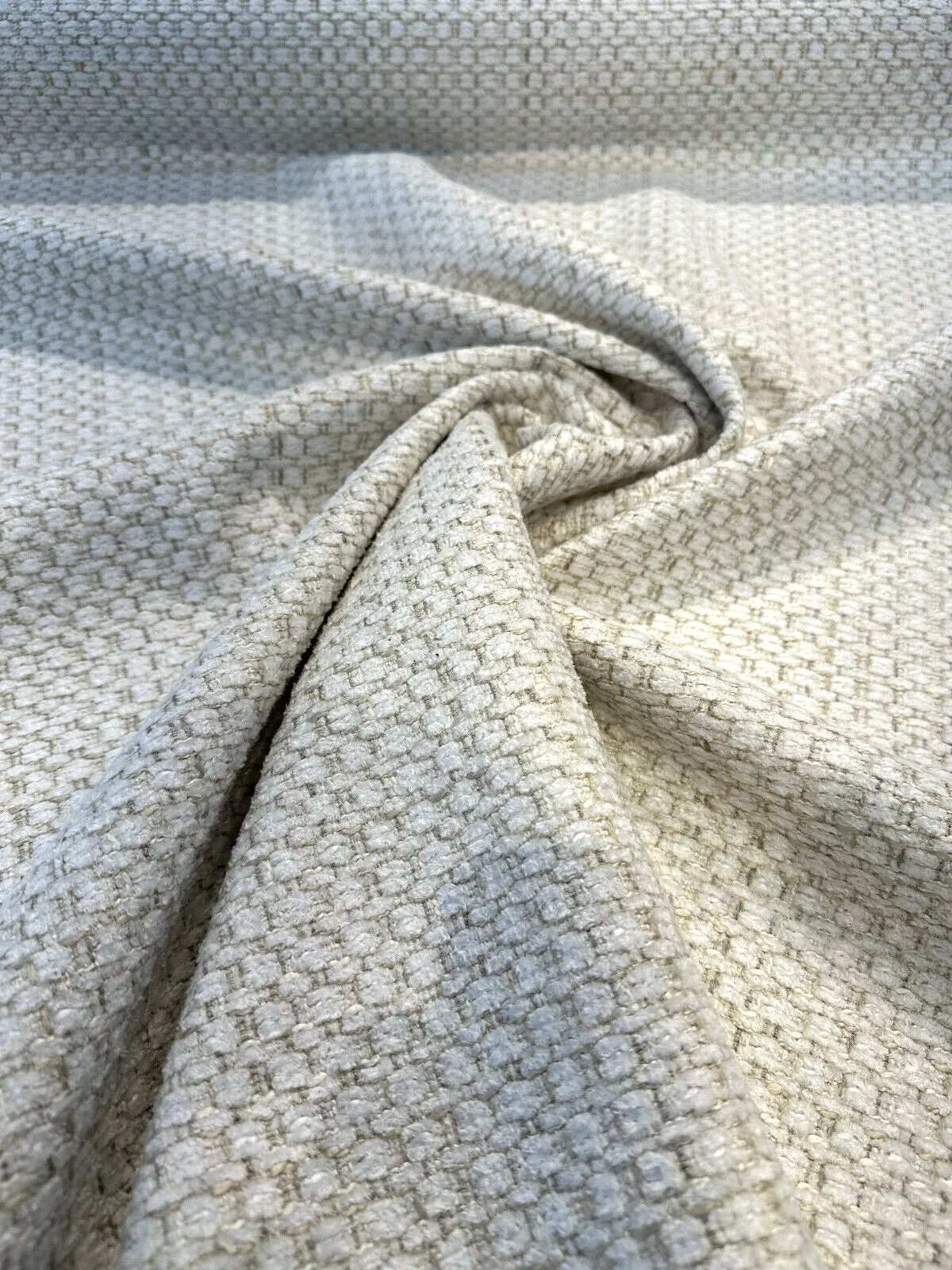 Amore Snow Textured Soft Chenille Upholstery Fabric By The Yard