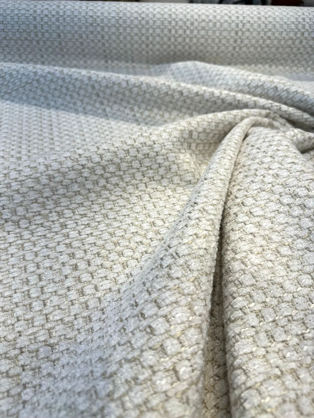 Amore Snow Textured Soft Chenille Upholstery Fabric By The Yard