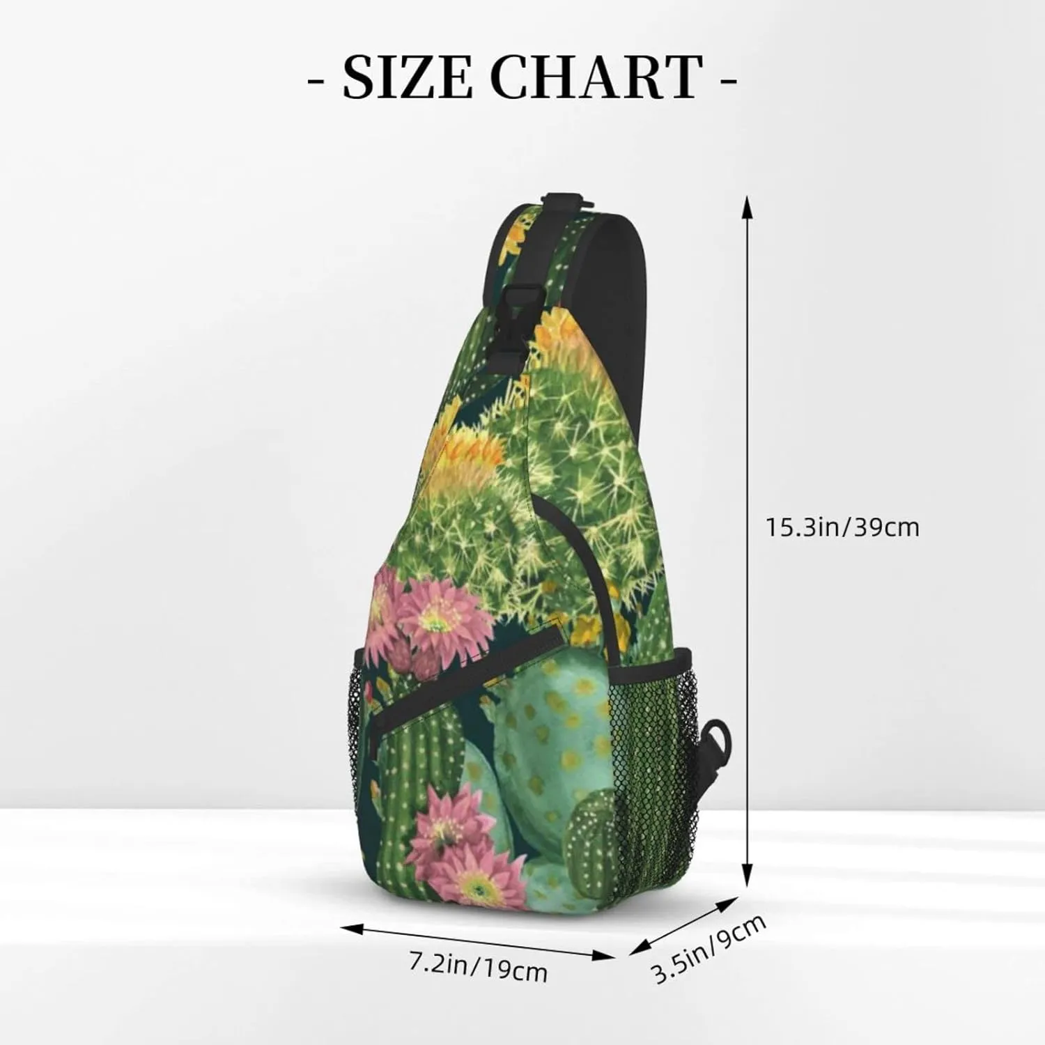 AMRANDOM Anti Theft Sling Bag Shoulder Crossbody Backpack Waterproof Chest Bag Lightweight Cactus Floral Bloom Flower Summer Tropical Watercolor Casual Daypack