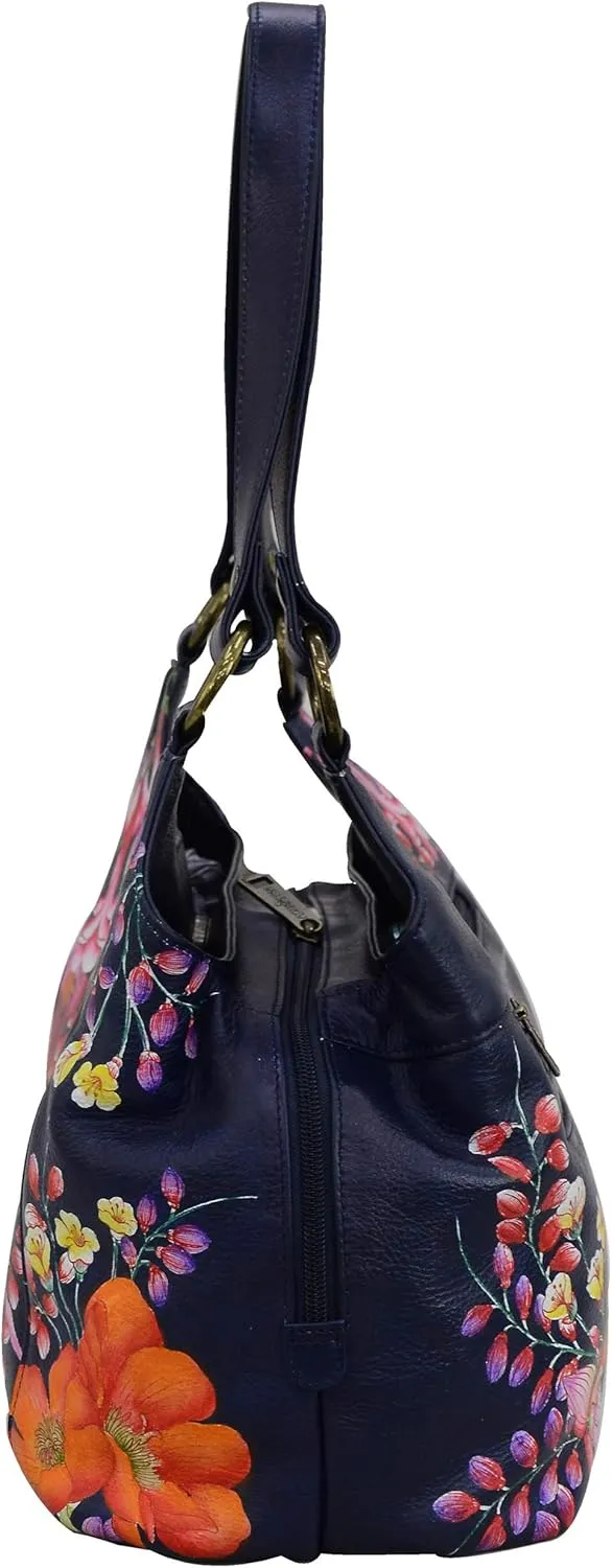 Anuschka Women’s Genuine Leather Large Triple Compartment Hobo - Hand Painted Exterior