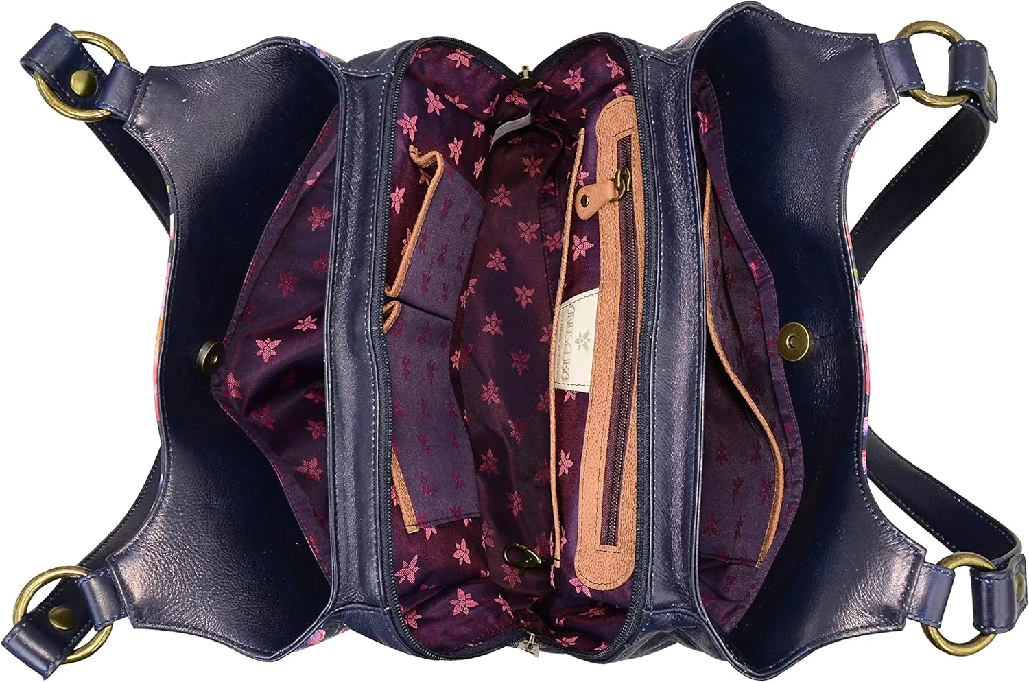 Anuschka Women’s Genuine Leather Large Triple Compartment Hobo - Hand Painted Exterior