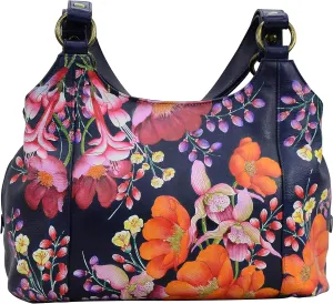 Anuschka Women’s Genuine Leather Large Triple Compartment Hobo - Hand Painted Exterior