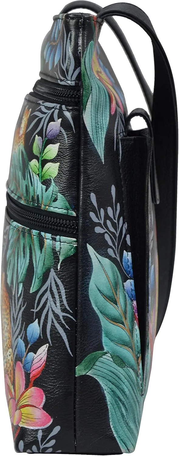 Anuschka Women’s Hand-Painted Genuine Leather Medium Crossbody With Double Zip Pockets