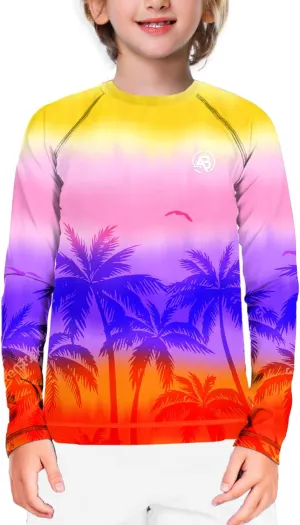 AOBUTE Unisex Kids Rash Guard Long Sleeve SPF 50  Sun Shirt UV Protection Swim Shirts 3-12 Years