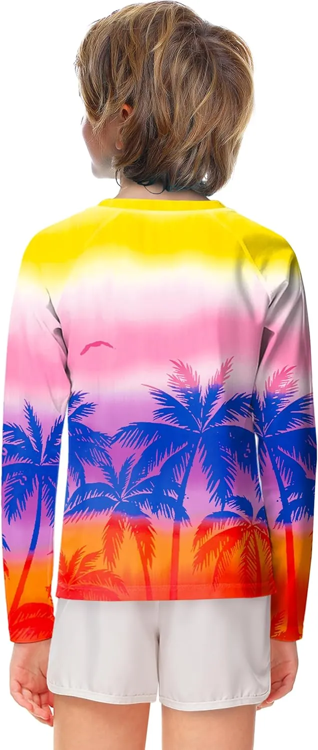 AOBUTE Unisex Kids Rash Guard Long Sleeve SPF 50  Sun Shirt UV Protection Swim Shirts 3-12 Years