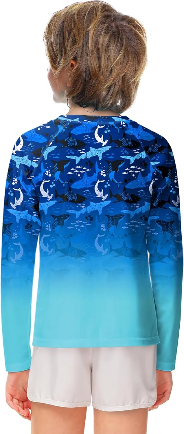 AOBUTE Unisex Kids Rash Guard Long Sleeve SPF 50  Sun Shirt UV Protection Swim Shirts 3-12 Years