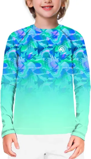 AOBUTE Unisex Kids Rash Guard Long Sleeve SPF 50  Sun Shirt UV Protection Swim Shirts 3-12 Years