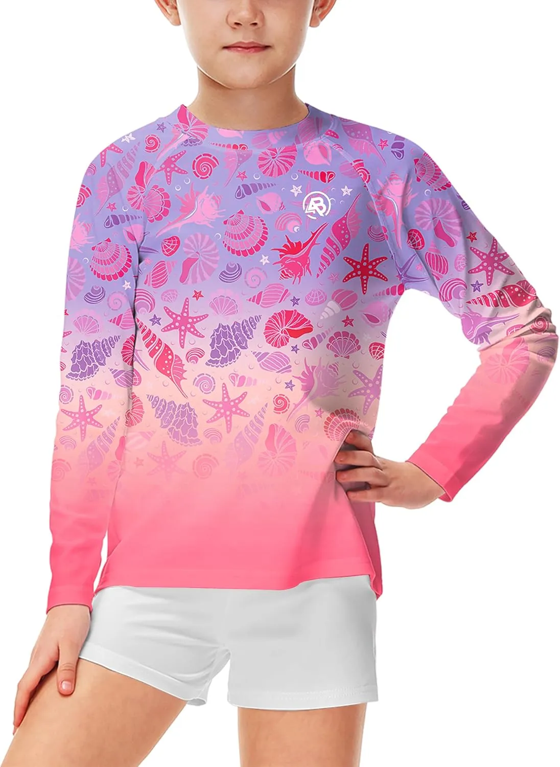 AOBUTE Unisex Kids Rash Guard Long Sleeve SPF 50  Sun Shirt UV Protection Swim Shirts 3-12 Years