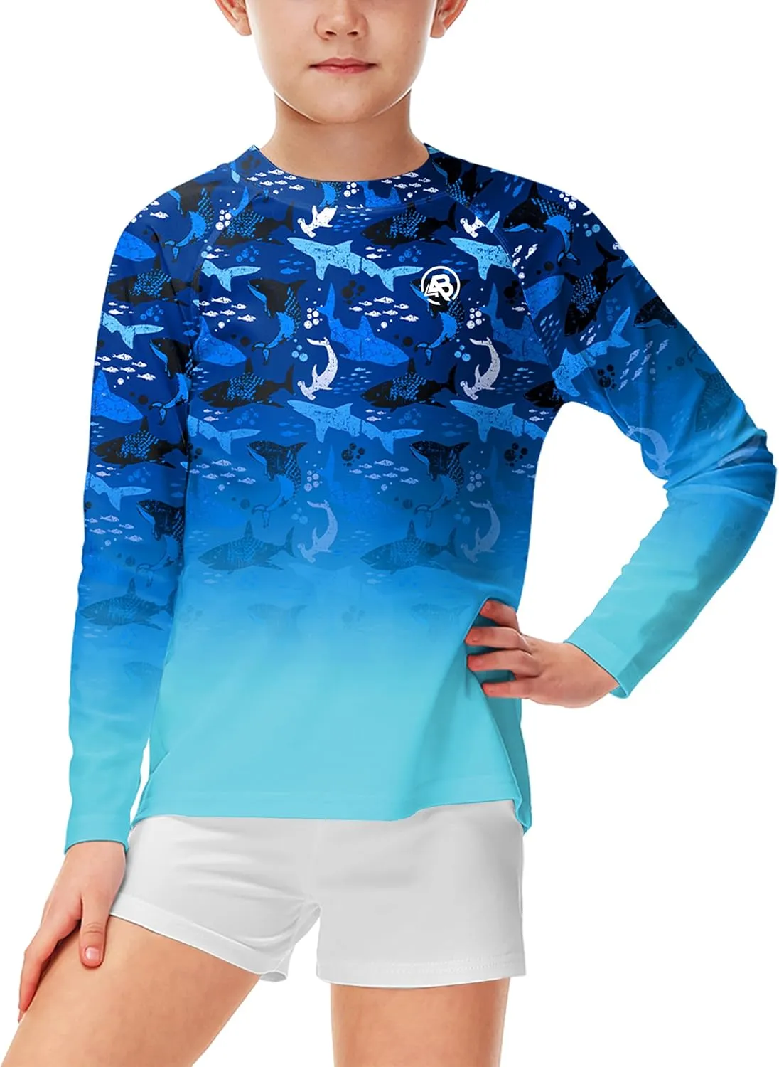AOBUTE Unisex Kids Rash Guard Long Sleeve SPF 50  Sun Shirt UV Protection Swim Shirts 3-12 Years