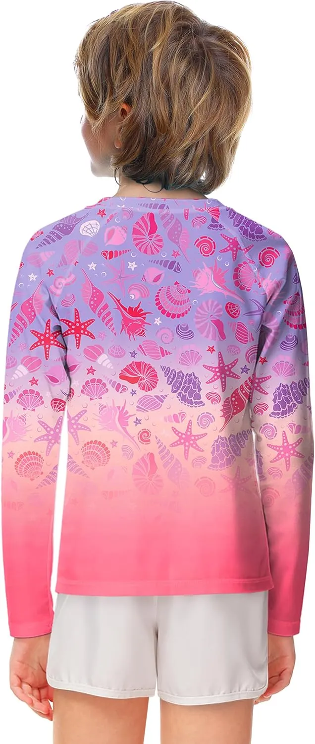 AOBUTE Unisex Kids Rash Guard Long Sleeve SPF 50  Sun Shirt UV Protection Swim Shirts 3-12 Years